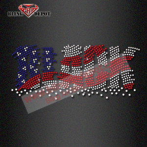USA Flag Design Iron on Rhinestone Black heat rhinestone transfer